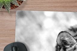 Muismat XXL 120x80 cm - Bureau onderlegger - Bureau mat Tijger - Boom - Zwart - Wit - Bureaumat - Gaming mousepad xl - Bureaulegger groot - Computer deskmat — thumbnail 2