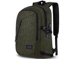 TRVLMORE Rugtas - 25L - 15,6 Inch - Laptop Rugzak met USB - Schooltas - Heren en Dames - Tas - Groen