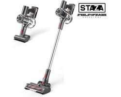 Staza - Steelstofzuiger draadloos 200Watt met 4 verschillende opzetstukken (draadloze stofzuiger) - Snoerloos - Zonder zak - Op accu - Met Kruimelzuiger