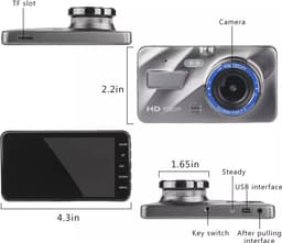 TechU™ Dashcam Voor en Achter Camera – M06 Pro – Dashboardcamera – 4” Scherm – Full HD 1080P – 170° Wijdhoeklens – Nachtvisie – Looprecording – Bewegingssensor – G-sensor – Parkeermonitor – Incl. Achteruitrijcamera - voor auto — thumbnail 3