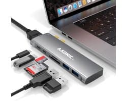 Akonic USB-C Laptop Docking Station 7 in 2 - Macbook Pro / Air - Thunderbolt 3 - Spacegrijs