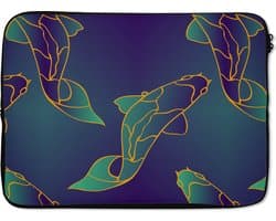 Laptophoes 13 inch - Patronen - Vis - Koi - Laptop sleeve - Binnenmaat 32x22,5 cm - Zwarte achterkant