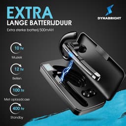 Dynabright Draadloze Headset – Noise Canceling - Handsfree bellen – Incl Oplaadkoffer - Bluetooth Headset met Microfoon - Oortjes draadloos met microfoon — thumbnail 2