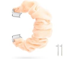 Bandje geschikt voor Garmin Vivoactive 4s / Vivomove 3s / Venu 2s bandje kunststof - Stoffen dames armbandje voor smartwatch - Beige