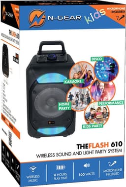 N-GEAR The Flash 610 - Bluetooth Speaker - Karaoke Set - Partybox met 1 Microfoon - Zwart — thumbnail 2