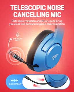 Picun × CINPUSEN CG-01 - 2.4GHz Draadloze Gaming Headset - Nintendo Switch koptelefoons - Over ear koptelefoon met microfoon - Blauw rood — thumbnail 4