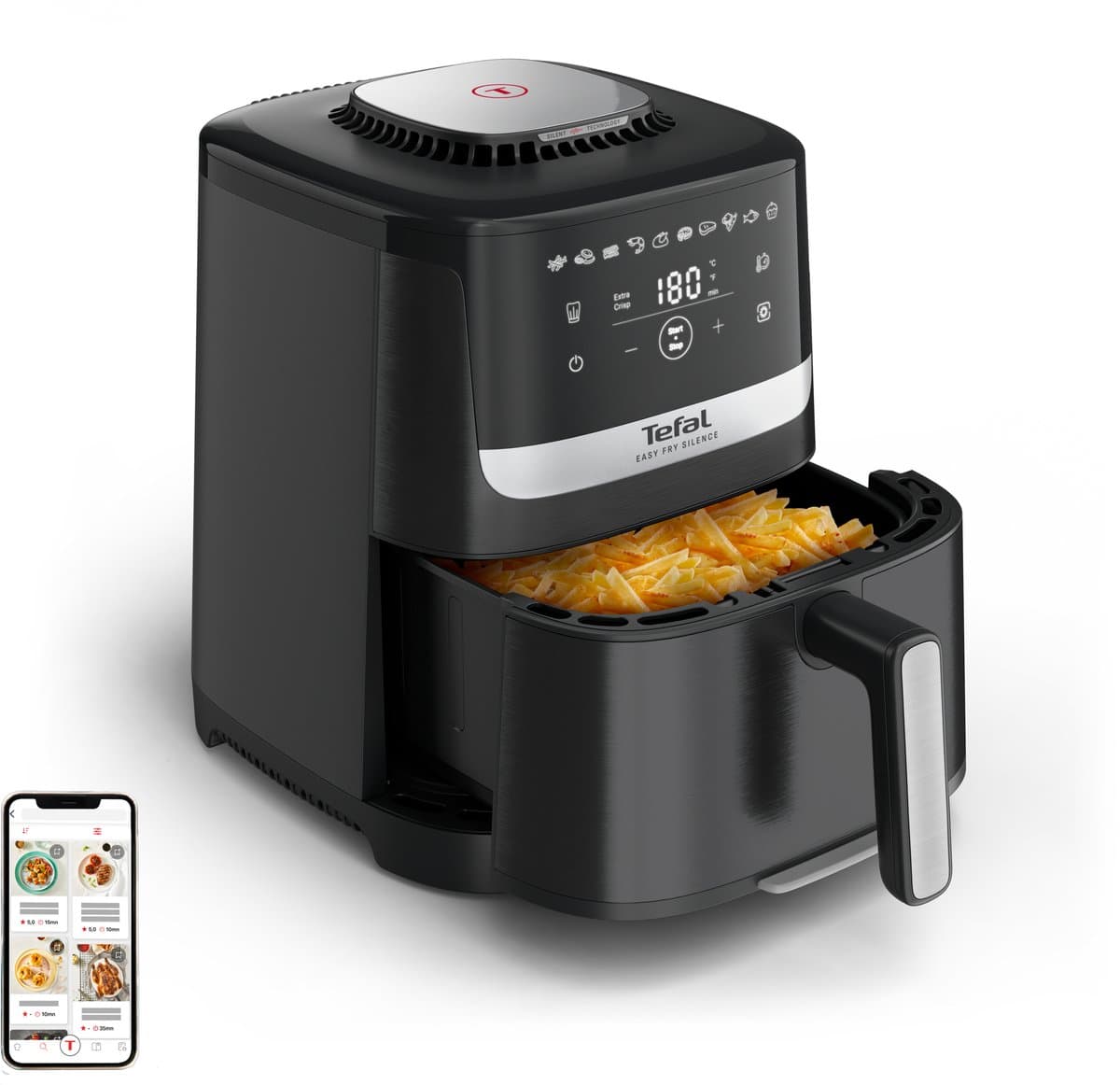 Tefal EY5528 Easy Fry Silence Deluxe XL - Stille Airfryer - 5L - Voor 6 Personen - XL Formaat - Stil - Zwart — afbeelding 1