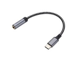 USB-C (type-c) Male naar 3.5MM jack AUX Female - koptelefoon headset adapter kabel met draad - geschikt voor o.a. telefoon en laptop - grijs