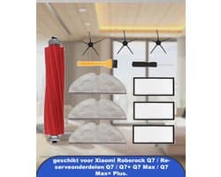 Accessoires geschikt voor Xiaomi Roborock Q7 / Reserveonderdelen Q7 / Q7+ Q7 Max / Q7 Max+ Plus. 1 hoofdborstel, 3 zijborstels, 3 filters, 3 schoonmaakdoeken, 1 schroevendraaier, 1 reinigingsborstel.
