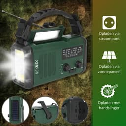 Nexvex® Pulse 1X Noodradio Powerbank 10000mAh - Solar Powerbank Zonneenergie - Noodpakket - Survival Kit Kamperen - Militaire Zaklamp LED Oplaadbaar - Draagbare Radio Wandelen - Leeslamp - Nood Kompas - Opwindbaar - Zonnepaneel - Noodrantsoen - Zwart — thumbnail 4