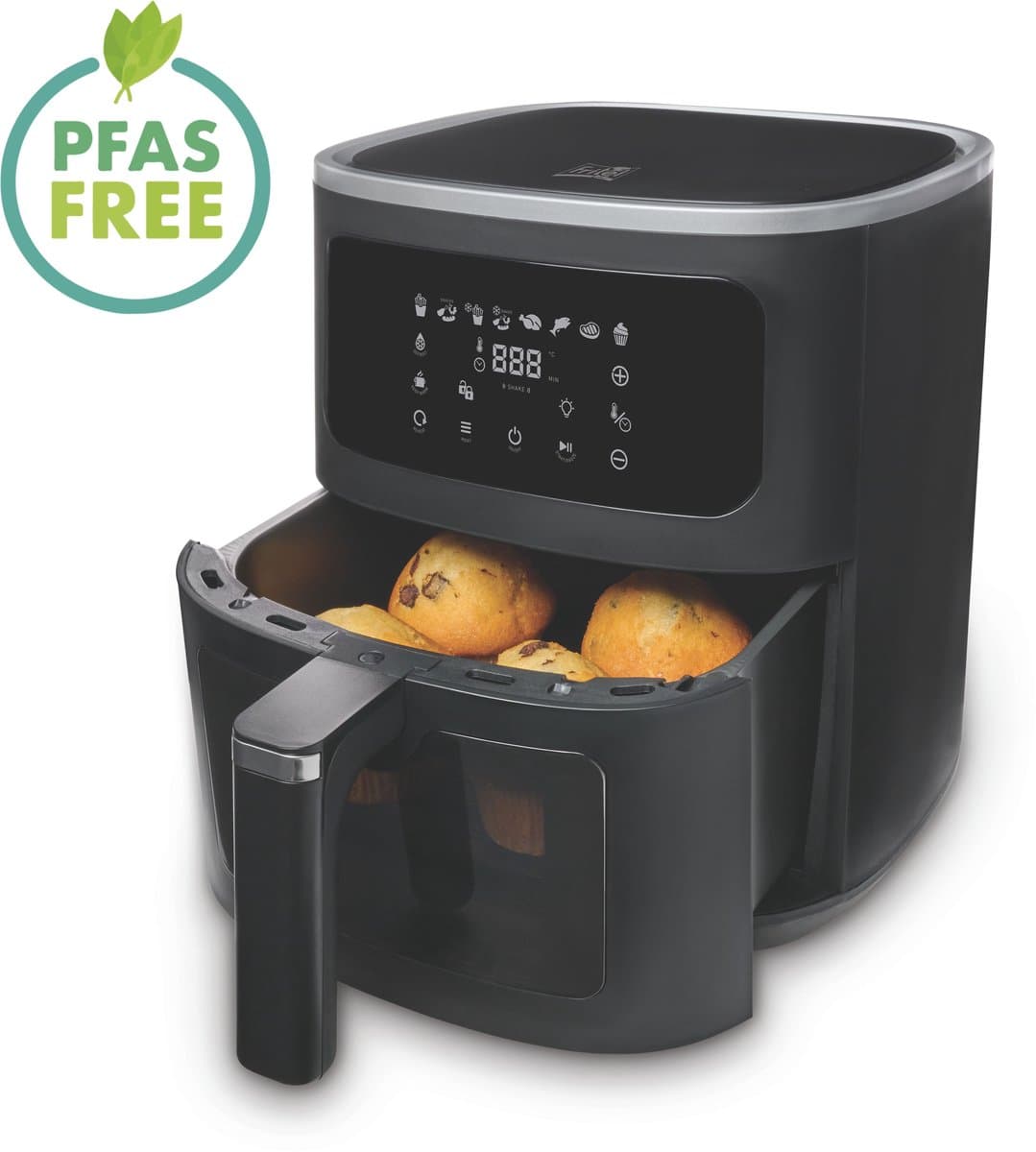 FRITEL Airfryer SnackTastic® 7720 – Heteluchtfriteuse 8L XXL – 1700W – Voor 1-8 Personen – Touchscreen – Airfryer met Kijkvenster & Verlichting – 8 Programma’s – PFAS-vrij – Zwart — afbeelding 1