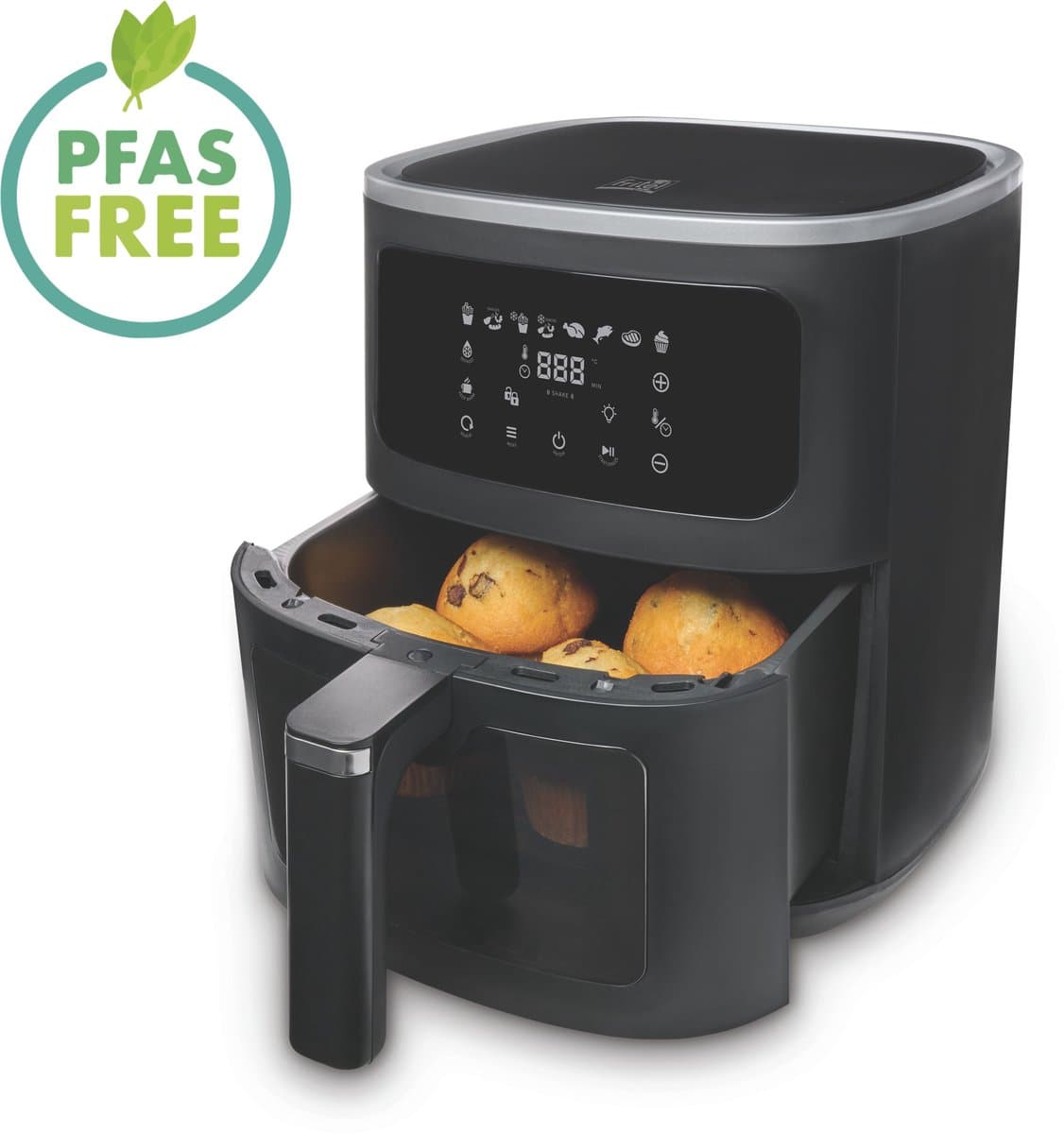 FRITEL Airfryer SnackTastic® 7520 – Airfryer XL / Heteluchtfriteuse 6L – 1500W – Voor 2-6 Personen – Digitaal Touchscreen – Airfryer met Kijkvenster & Verlichting – 8 Programma’s – PFAS-vrij – Zwart — afbeelding 1