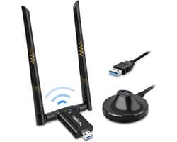 USB WiFi Adapter, 1200Mbps Dual Band Dongle 2.4G/5G with 3.0 Cradle, High Gain Antenna Extension Cable Wireless Network Adapter for PC Desktop Laptop Support Windows 11/10/8/7 Mac Os X, Black