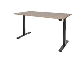 Ferbox Zit Sta Bureau - Verstelbaar Bureau - 200 x 80 cm - zwart frame - havanna bureaublad