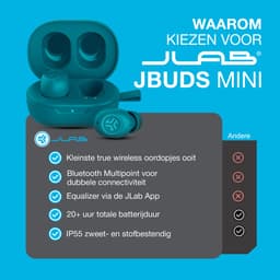 JLab JBuds Mini Draadloze Oordopjes - Bluetooth Oortjes Draadloos - 20 uur Batterijduur - Klein Design - Noise Cancelling Microfoon - Touch Sensoren - Multipoint - Aqua — thumbnail 3