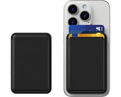 Magnetische pasjeshouder - Wallet - Kaarthouder pasjes - pasjeshouder - Kaarthouder geschikt voor iPhone 12/13/14/15/16 (Pro/Pro Max/Plus/Mini) - Pu Vegan Leer - Zwart