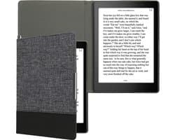 kwmobile hoes geschikt voor Kobo Aura ONE - Canvas beschermhoes in donkerblauw / zwart - Voor e-reader -