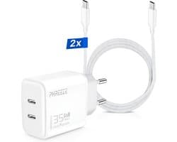Usb C Adapter 35W + 2x Lange USB-C Kabels (3 Meter) – Snelle Oplader USB-C Voor Laptop en Telefoon