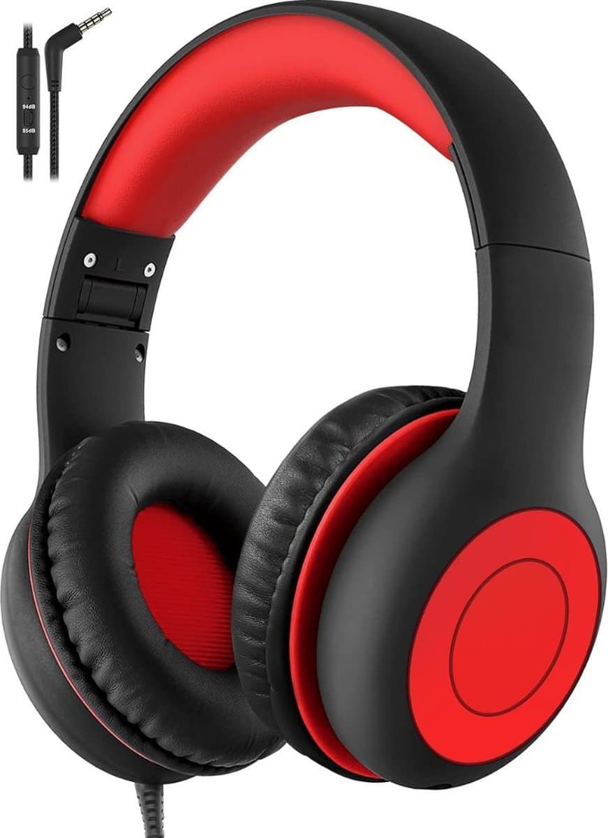 VELTRR® Koptelefoon Kinderen met Draad - Gaming Headset - Zwart met Rood — afbeelding 1