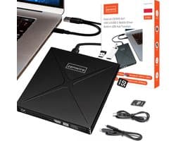 Zenwire 4in1 Externe dvd speler & brander voor laptop - iOS en Windows - Met USB-hub - Plug & Play - Optical Drive - USB 3.0 en USB-C