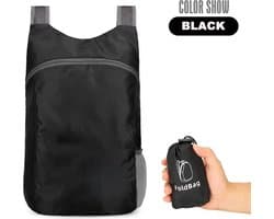 Rugtas - Rugzak - Opvouwbaar Lichtgewicht - Rugzak Heren en Dames Outdoor - Backpacken - Camping - Spatwaterdicht - Schooltas - Wandelen - Reizen - Zwart