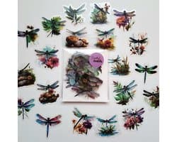 Libelle stickers - transparante stickers - 40 stuks - thema Dragonfly - water - bullet journal stickers - vlinder - scrapbook - laptop stickers - volwassenen en kinderen