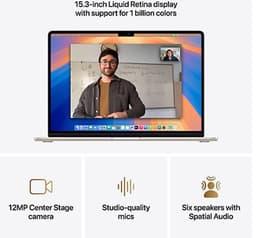 Apple MacBook Air (2025) 15 - M4 - 16 GB - 256 GB - Sterrenlicht — thumbnail 5