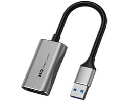 Video Capture Card HDMI naar USB 3.0 - 4K adapter kabel connector - geschikt voor o.a. laptop, Nintendo Switch, PlayStation, Xbox, Windows, MAC - Game Capture - live streaming - antraciet