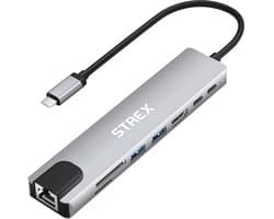 Strex 8-in-1 USB-C Hub - Docking Station Laptop - Splitter - 4K HDMI, USB-A, USB-C, Ethernet, Micro SD