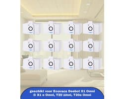 12 Stuks Stofzak Accessoires geschikt voor Ecovacs Deebot X1 Omni & X1 e Omni, T20 omni, T20e Omni Zuigstation, Reserve Stofzuigerzakken geschikt voor Ecovacs Deebot, 3.2L Grote Capaciteit Stofzuigerzak.