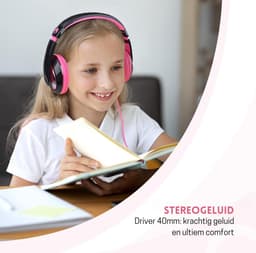 StayPowered Kinderkoptelefoon - Perfect Geluid & Ultiem Comfort - Verstelbaar - HD Microfoon - Kraakhelder Stereo - Zachte Oorkussens - Duurzame Kabel - 3.5mm Jack - Zwart/Roze - Levering Sneller dan Aangegeven! — thumbnail 2