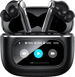 Soundtrex Display Draadloze Oordopjes - Bluetooth Oordopjes – Oortjes draadloos - Active Noise Cancelling - LED Display - Bluetooth 5.3 – Zwart — thumbnail 1