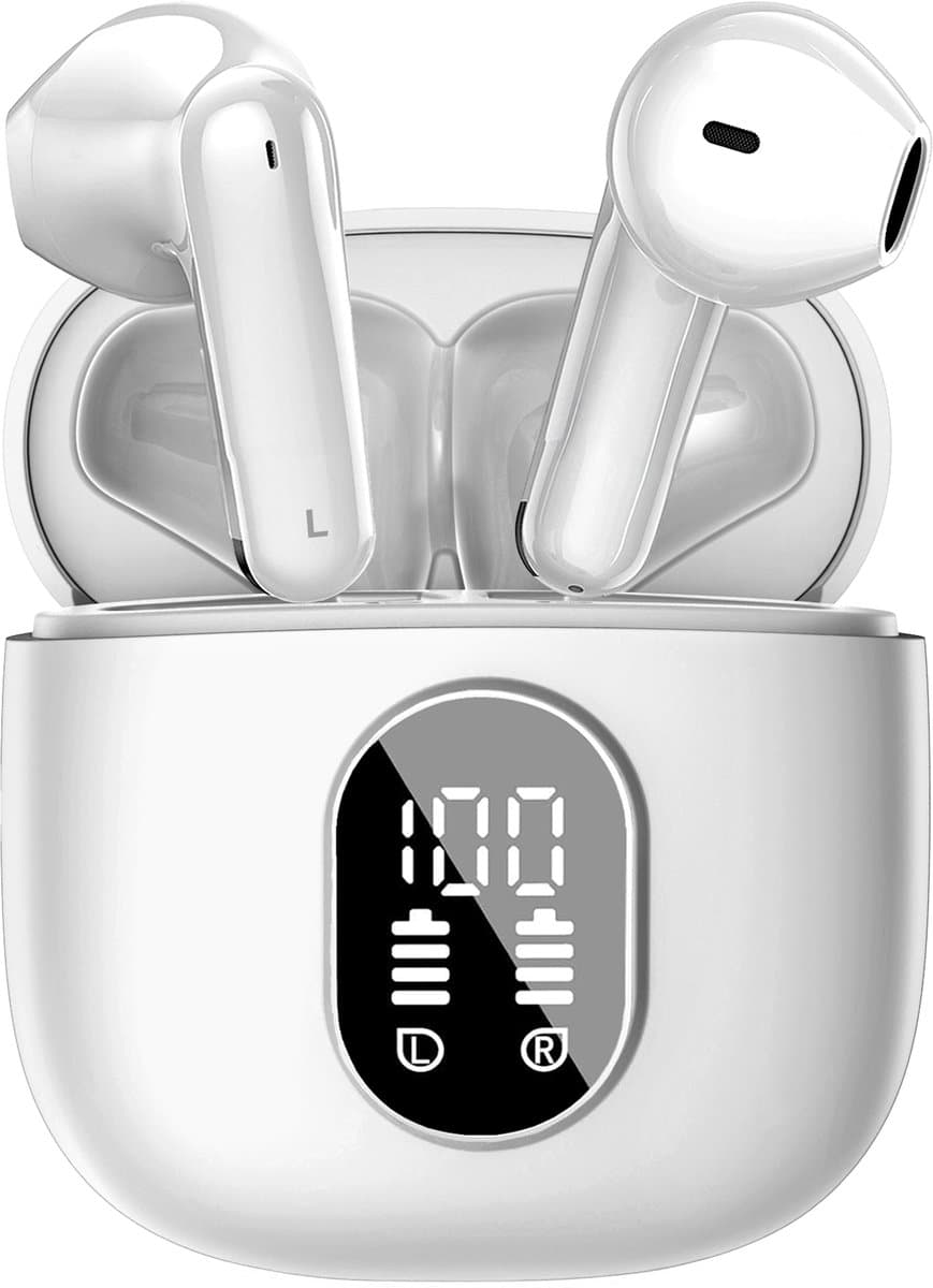 Soundtrex X-Pro Draadloze oordopjes - Bluetooth Oordopjes - Oortjes draadloos - Earpods - LED Display - Bluetooth 5.3 - Wit — afbeelding 1