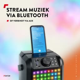 Karaoke set met 2 microfoons - Fenton KAR50B - Met lichteffect en Bluetooth - Voor kinderen - Zwart — thumbnail 5