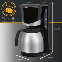 Koffiezet Apparaat Met Thermoskan - Automatische Uitschakeling - Filterelement - Waterniveau-Indicator - Kleur Zwart — thumbnail 4