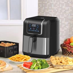 Stemily Airfryer - 6.5 L - 1700W - LED-touchscreen - 8 Automatische Programma's - Uitneembare Mand en Lade - 36,5x29x33,8cm — thumbnail 5