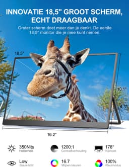 UPERFECT 18.5" Portable Gaming draagbaar Monitor| 120Hz FHD IPS draagbaar scherm| 100% sRGB | 1200:1 Contrast | Dual HDMI/Type-C | VESA Mount | Ultra-Slim Design — thumbnail 2