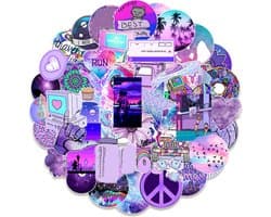 Paarse Sticker Mix | Vsco Galaxy | 50 Kleurrijke Stickers | voor laptop, agenda, koffer, etc.