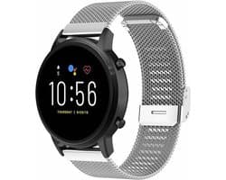 By Qubix - Geschikt voor Garmin bandje - Geschikt voor Garmin Forerunner 970 / 570 (47mm) / 255 - Milanese bandje met klemsluiting - Zilver - Smartwatch bandje 22mm