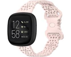 Strap-it Smartwatch bandje - siliconen bandje met patroon - geschikt voor Fitbit Versa 3 / Versa 4 / Sense / Sense 2 - lichtroze