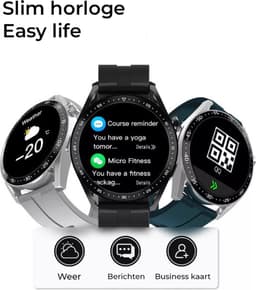 JIVAVO Smartwatch - HD - Bluetooth - Stappenteller - Bloeddruk - EGS - Muziek - Fitness - Slaapritme - Timer & Stopwatch - Waterproof - Sport - Draadloos opladen - Bericht - Voice Assistant - Full Touch & Knoppen - Grijs - Zilver - Leefstijl — thumbnail 2