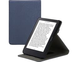 kwmobile e-reader hoesje geschikt voor Kobo Clara 2E hoes - E reader flip case van kunstleer - Ereader cover met handgrip en stand - In donkerblauw