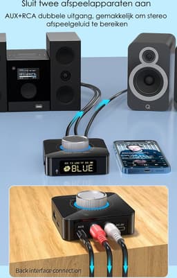 Levabe - Multi Connect Bluetooth Receiver & Transmitter - LCD scherm - Auto - TV - Bluetooth Transmitter - 2 in 1 Zender en Ontvanger - Audio Adapter - 3.5mm AUX/RCA/Optisch/Coax/usb/TF/SD — thumbnail 4