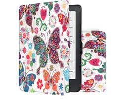 Hoes Geschikt voor Kobo Clara HD Hoesje Bookcase Cover Book Case Hoes Sleepcover - Vlinders