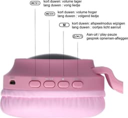 Kinder hoofdtelefoon - Draadloze koptelefoon Bluetooth met led kattenoortjes roze — thumbnail 4