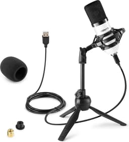 USB microfoon voor pc - Vonyx CM300W - USB studio microfoon incl. tafelstandaard - Wit — thumbnail 1