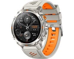 DrPhone ChronaX Titan GPS Smartwatch – Bluetooth Bellen – Waterdicht – Hartslag/Slaap/Bloedzuurstof metingen – 1.46' HD – Heren Dames - Led licht - Nederlands App + Horloge taal – Zilver
