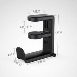 Headset houder - headset stand - Draaibare hoofdtelefoonstandaard - gamingheadsethouder - met 360 graden draaibaarheid en kabelclip — thumbnail 2