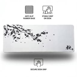 Grote Muismat 80x30 | Gaming Muismat | Wit | XXL | Antislip | Desktop Mat | Computer Mat | Sakura Japans — thumbnail 5