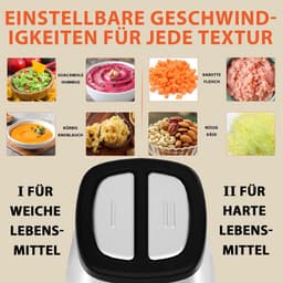 Krachtige Keukenmachine Hakmolen met 2 Liter Glazen en Stalen Kom — thumbnail 3